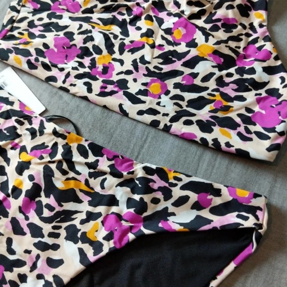 Beach Riot Ava One Shoulder Tie Top Chelsea Bottoms Bikini Floral Leopard - Picture 3 of 6